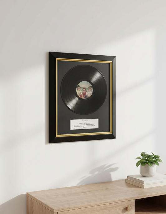 Black/Gold Scan-to-Play Vinyl Disc Record Plaque (with NFC Tag)
