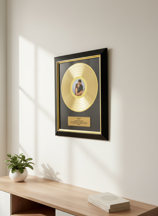 Gold Scan-to-Play Vinyl Disc Record Plaque (with NFC Tag)