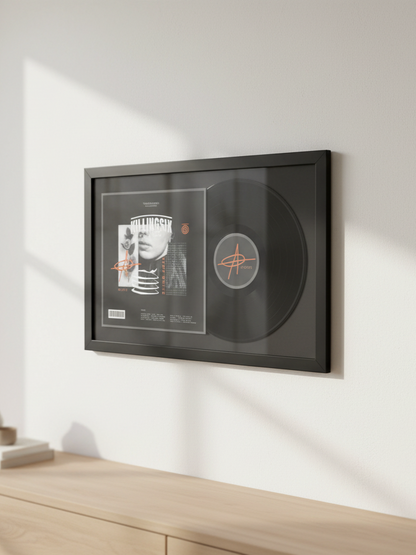 Black NFC Vinyl Disc Plaque Horizontal (Scan-to-Play)
